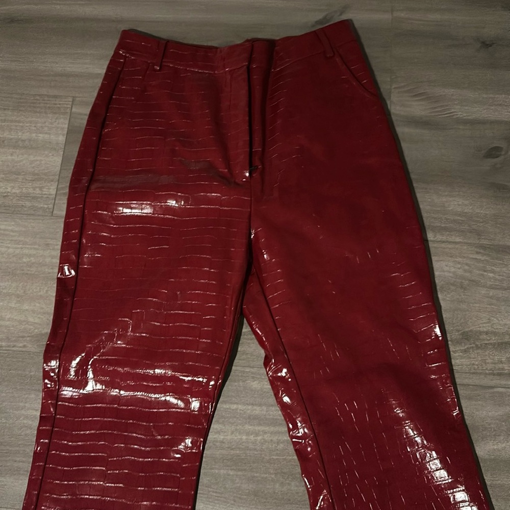 Red leather pants (top sold separately)